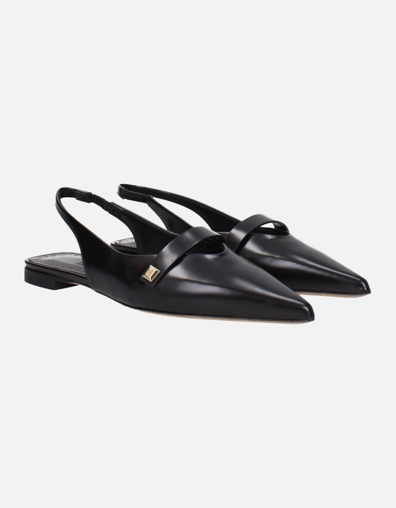 Leather Pointy Toe Flat Sandals Women - Black
