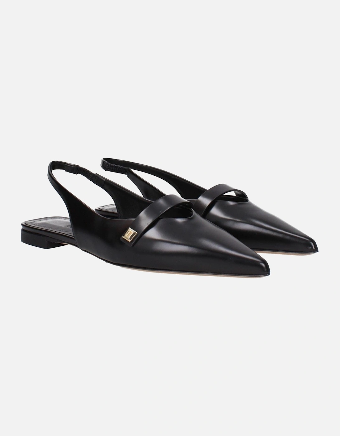 Leather Pointy Toe Flat Sandals Women - Black