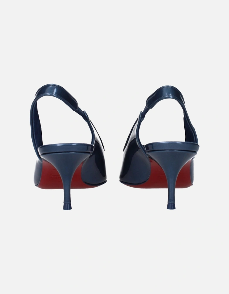 Patent Leather Mid Heel Pointy Toe Sandals Women - Blue