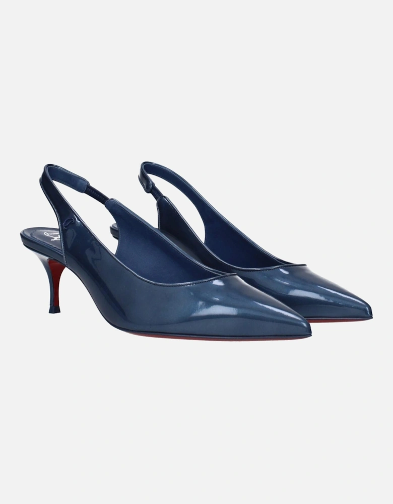 Patent Leather Mid Heel Pointy Toe Sandals Women - Blue