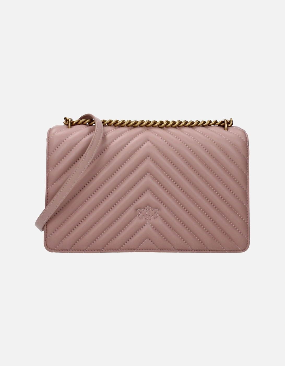 Vintage Effect Leather Crossbody Bag with Front Logo Women - Pink