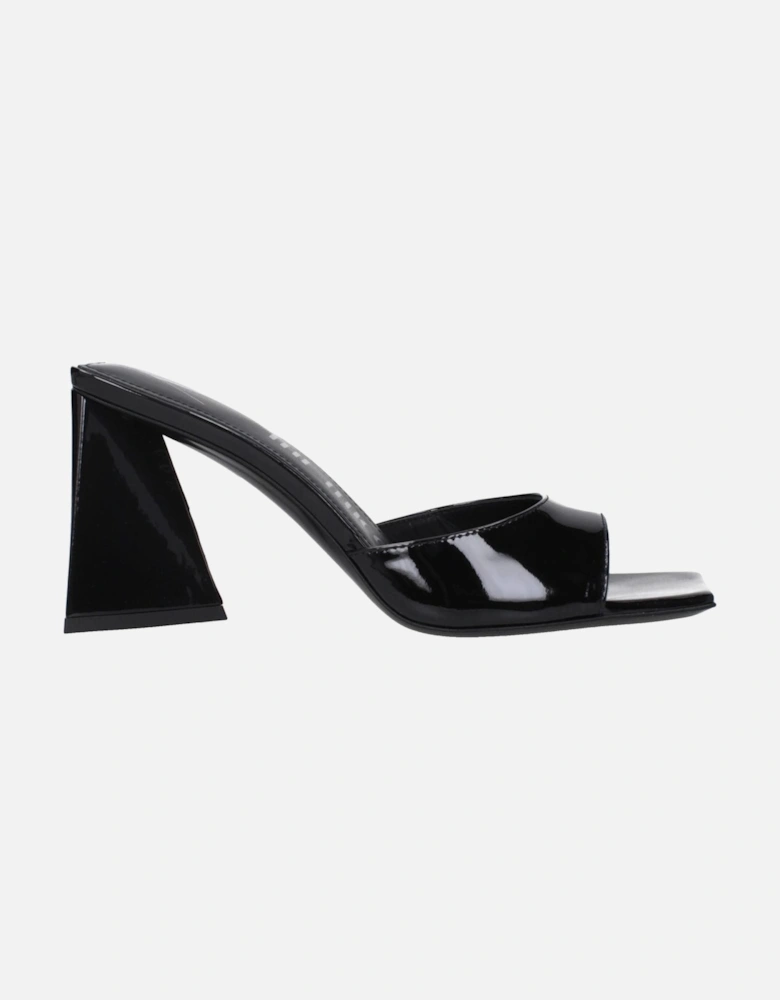 Patent Leather Open Toe Mid Heel Sandals Women - Black