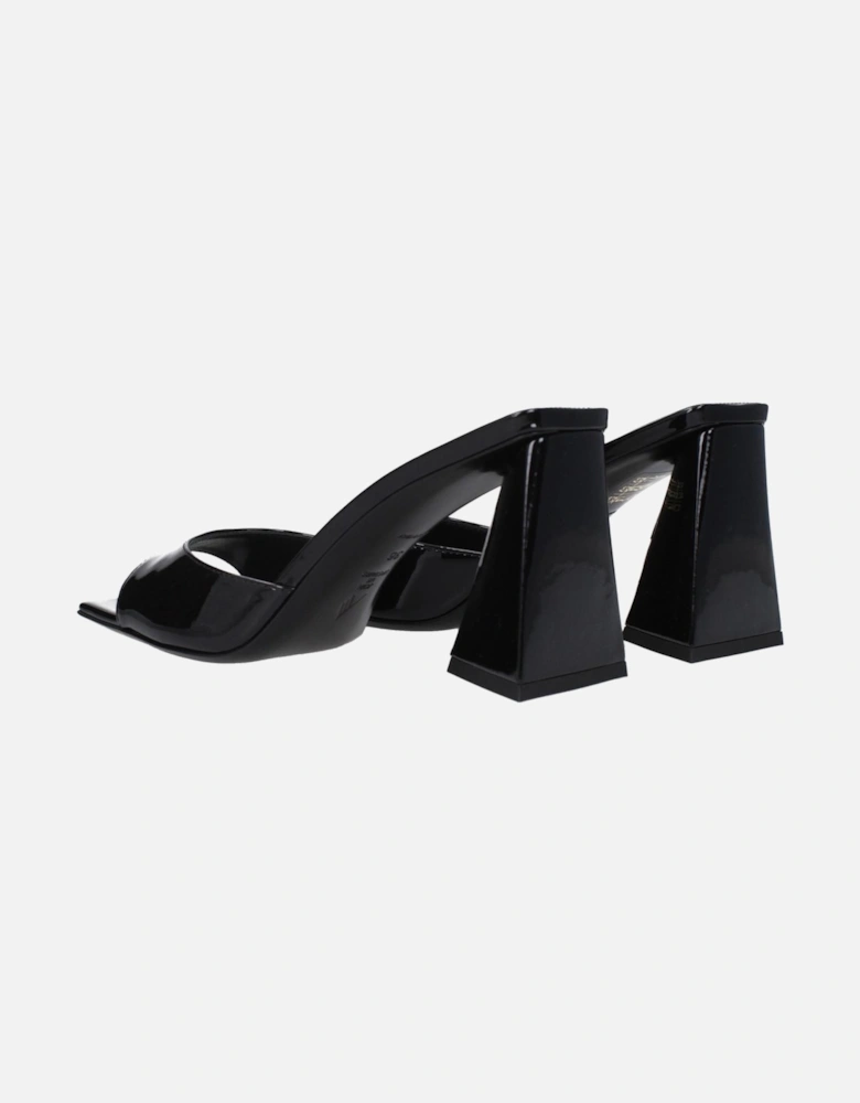 Patent Leather Open Toe Mid Heel Sandals Women - Black