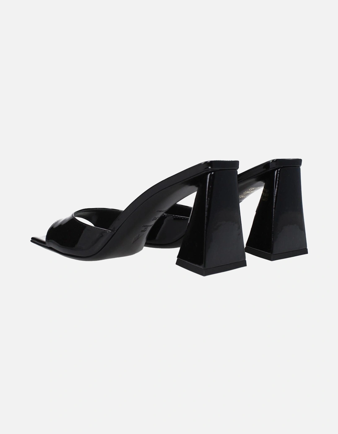 Patent Leather Open Toe Mid Heel Sandals Women - Black