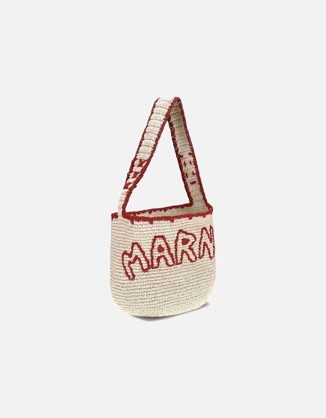 Medium Raffia-Effect Double-Woven Shoulder Bag Women - Beige