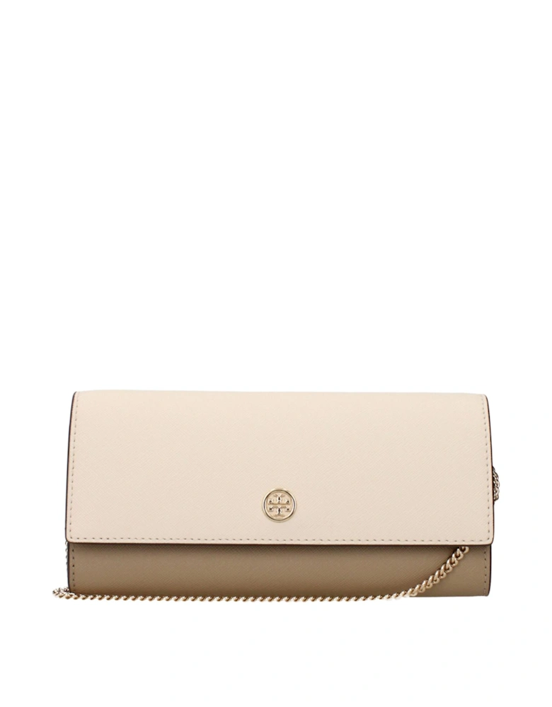 Leather Clutch with Removable Shoulder Strap Women - Beige Clutch Bags