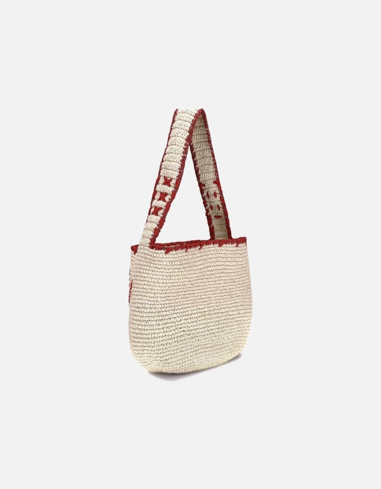 Medium Raffia-Effect Double-Woven Shoulder Bag Women - Beige