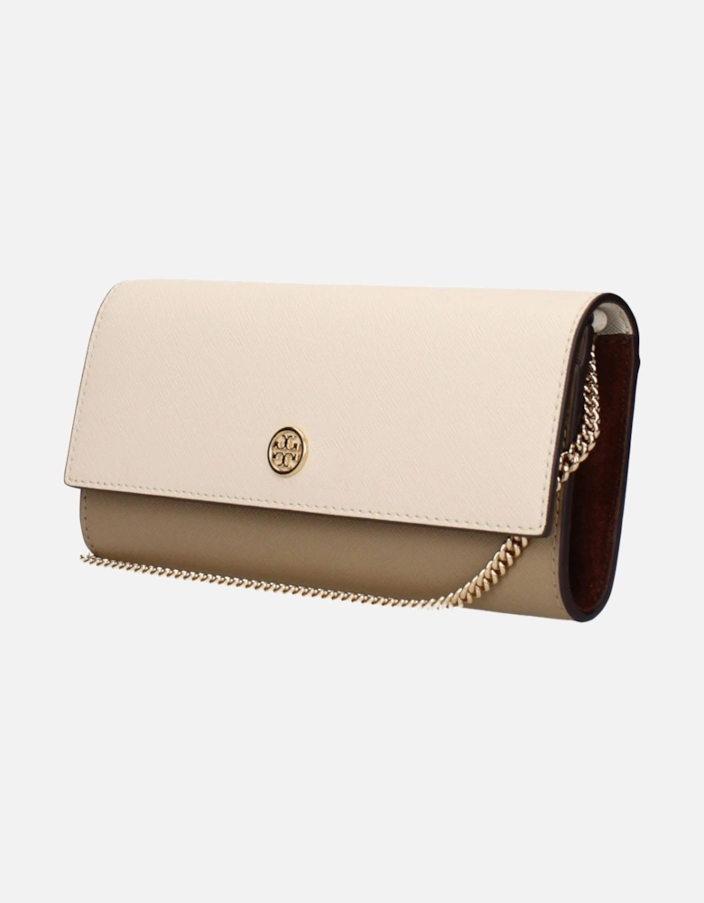 Leather Clutch with Removable Shoulder Strap Women - Beige Clutch Bags