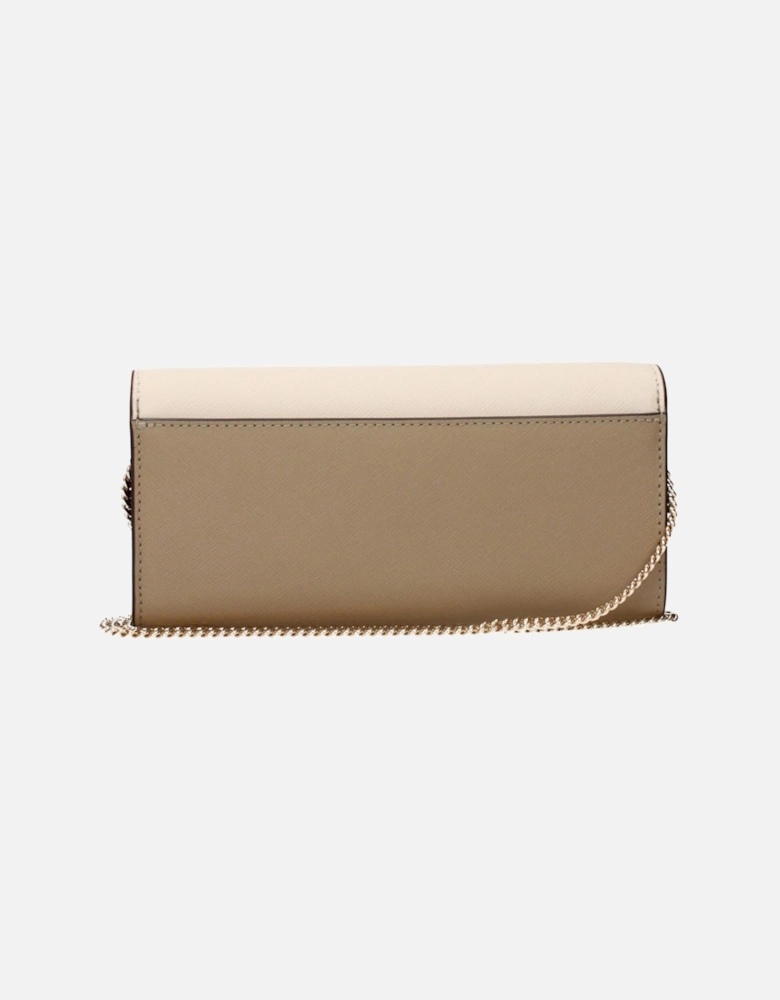 Leather Clutch with Removable Shoulder Strap Women - Beige Clutch Bags