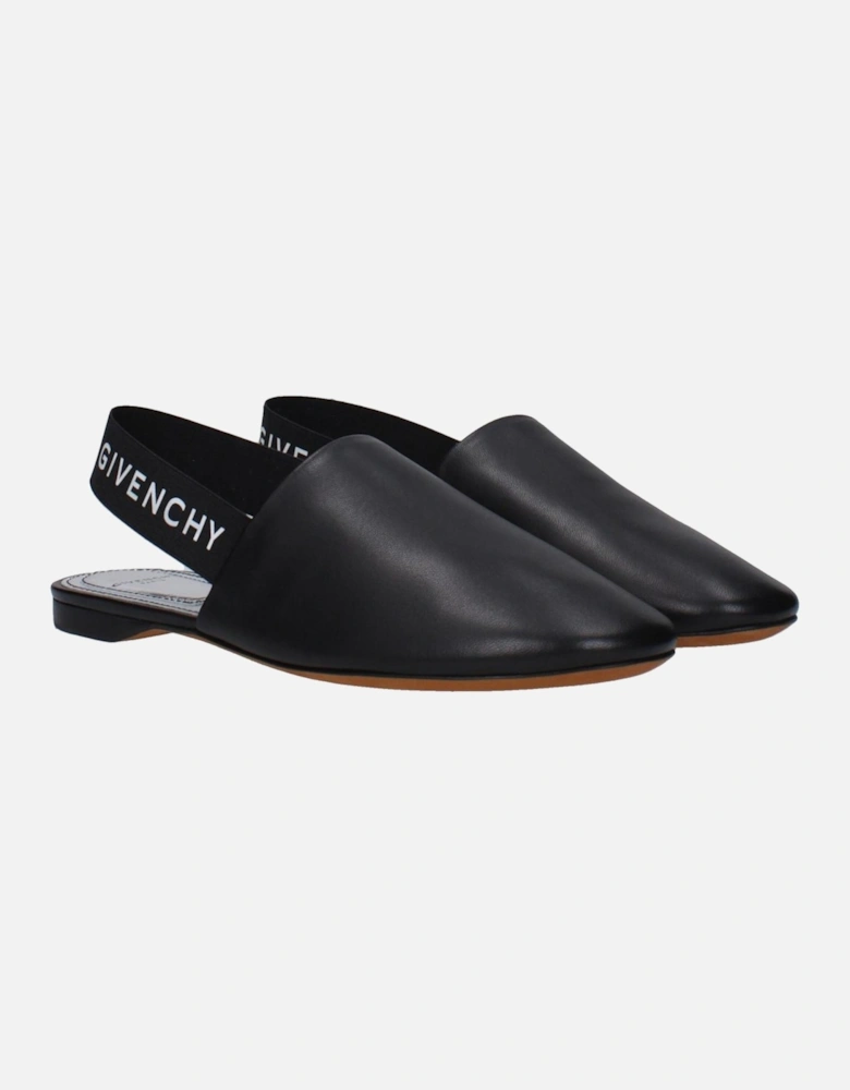 Leather Sandals with Side and Back Logo Women - Black