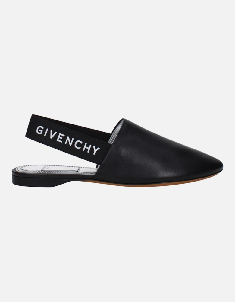 Leather Sandals with Side and Back Logo Women - Black