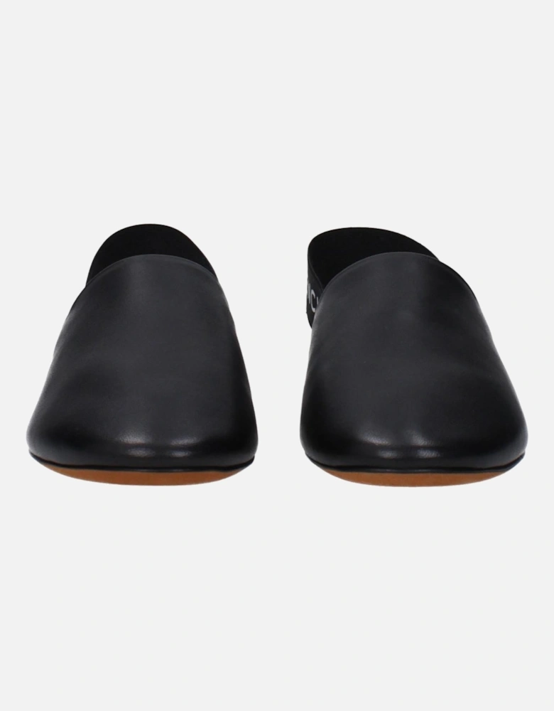 Leather Sandals with Side and Back Logo Women - Black