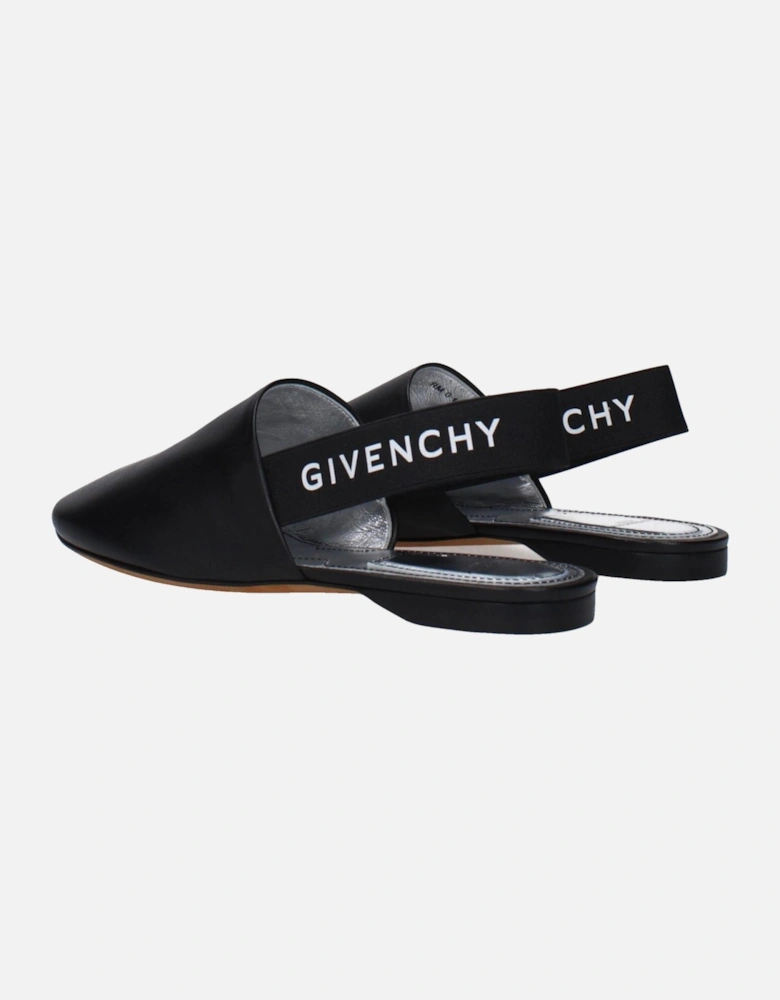 Leather Sandals with Side and Back Logo Women - Black