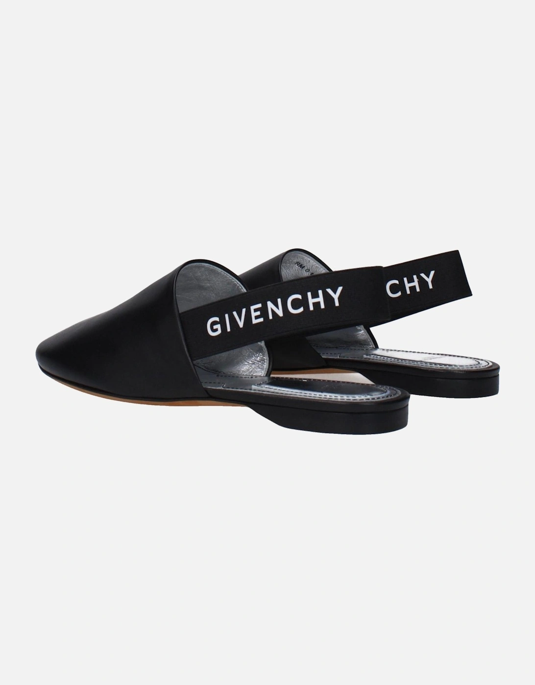 Leather Sandals with Side and Back Logo Women - Black