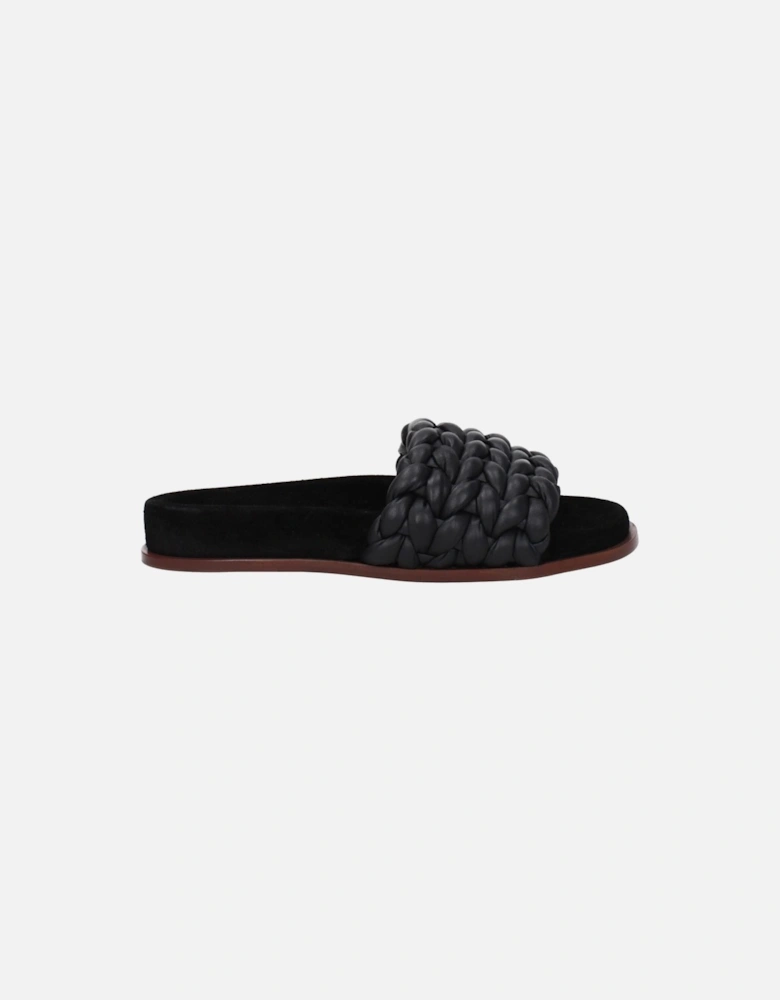 Leather Open Toe Slippers and Clogs Women - Black Sandals