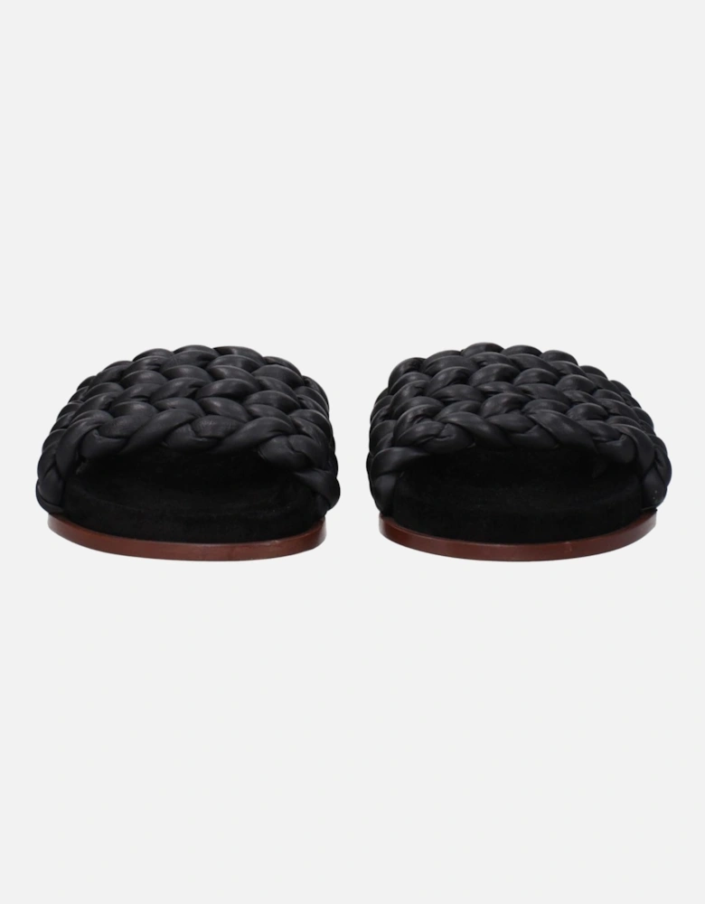 Leather Open Toe Slippers and Clogs Women - Black Sandals
