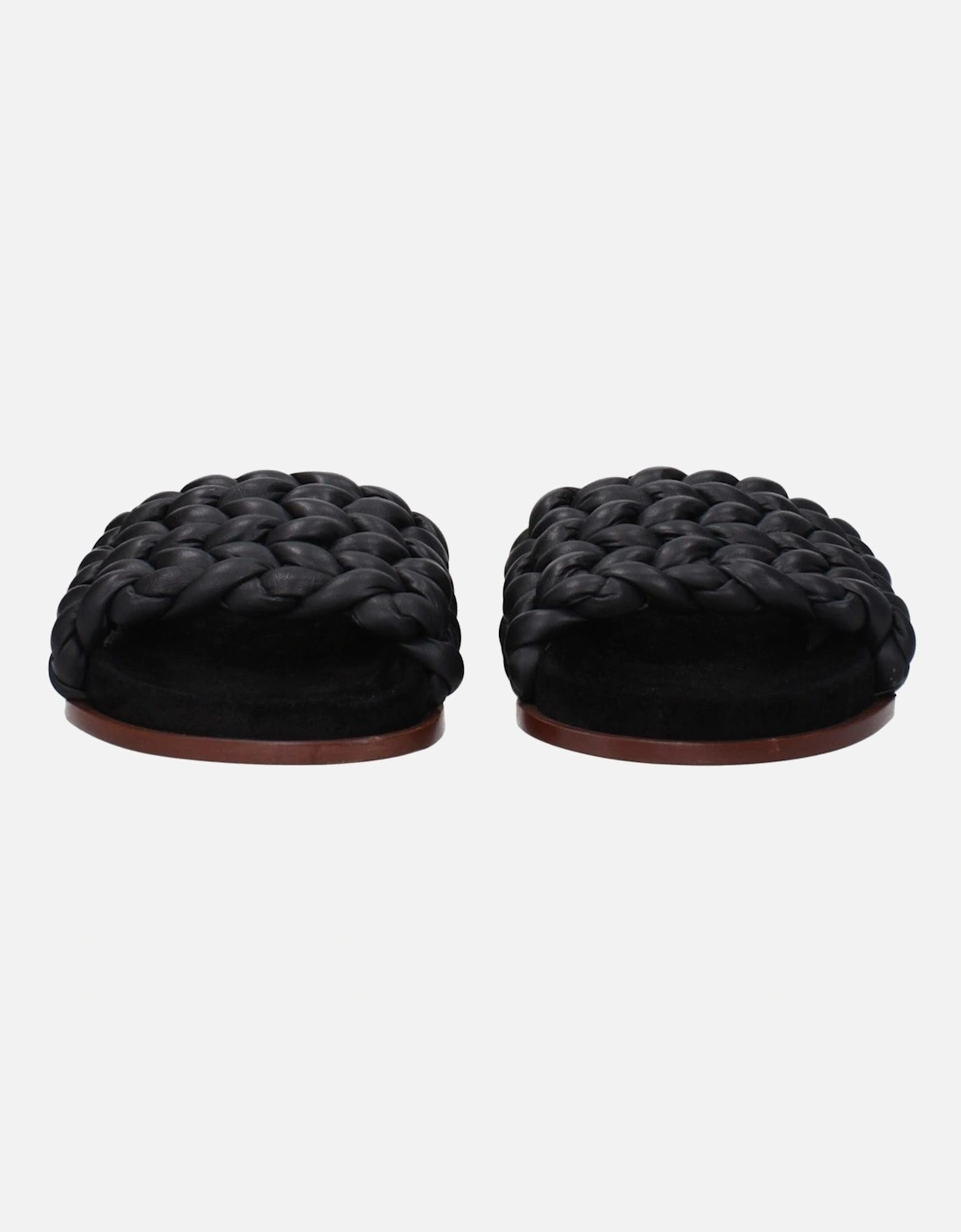 Leather Open Toe Slippers and Clogs Women - Black Sandals