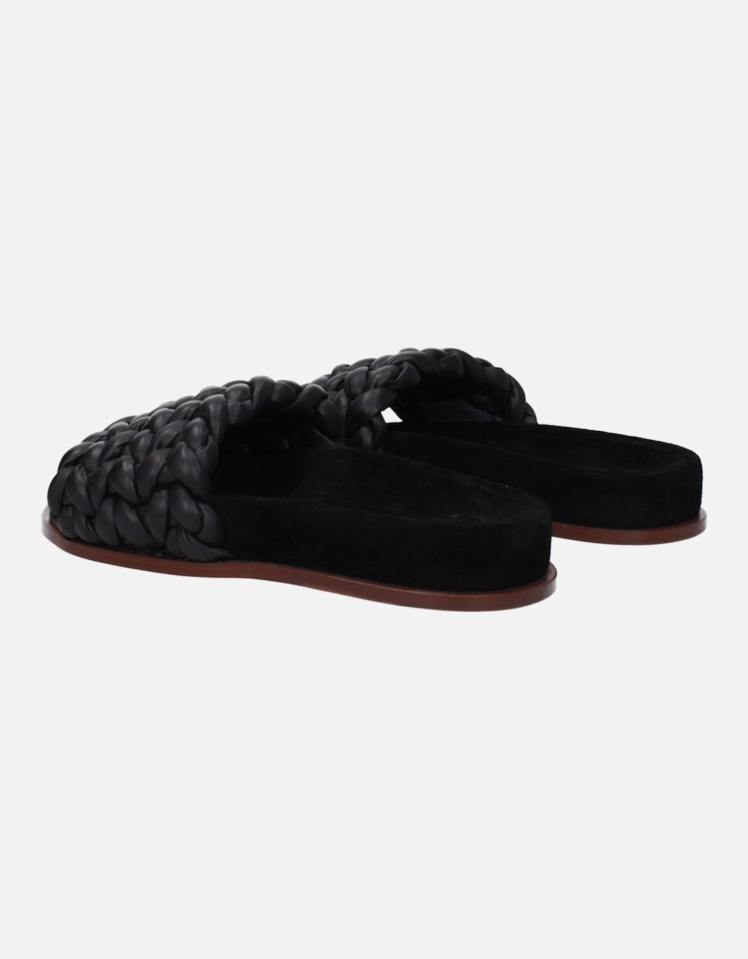Leather Open Toe Slippers and Clogs Women - Black Sandals