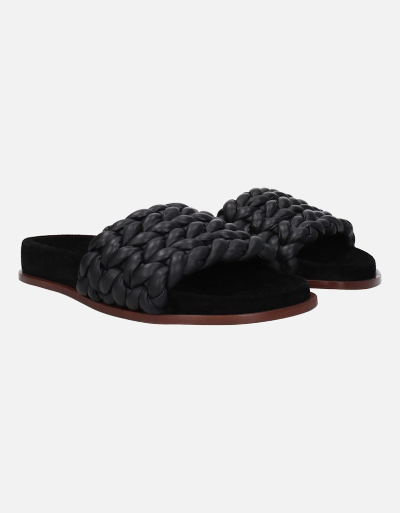 Leather Open Toe Slippers and Clogs Women - Black Sandals