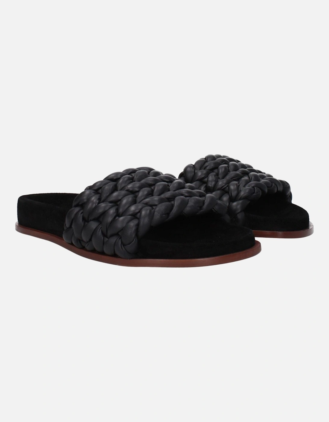 Leather Open Toe Slippers and Clogs Women - Black Sandals