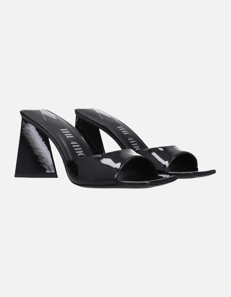 Patent Leather Open Toe Mid Heel Sandals Women - Black