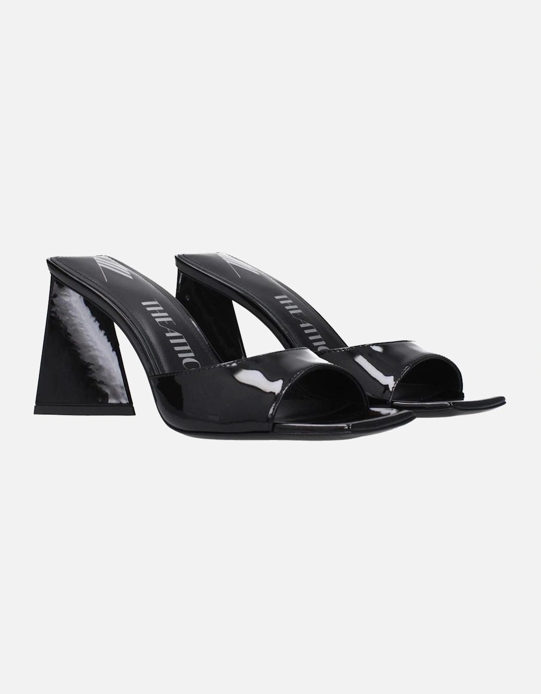 Patent Leather Open Toe Mid Heel Sandals Women - Black