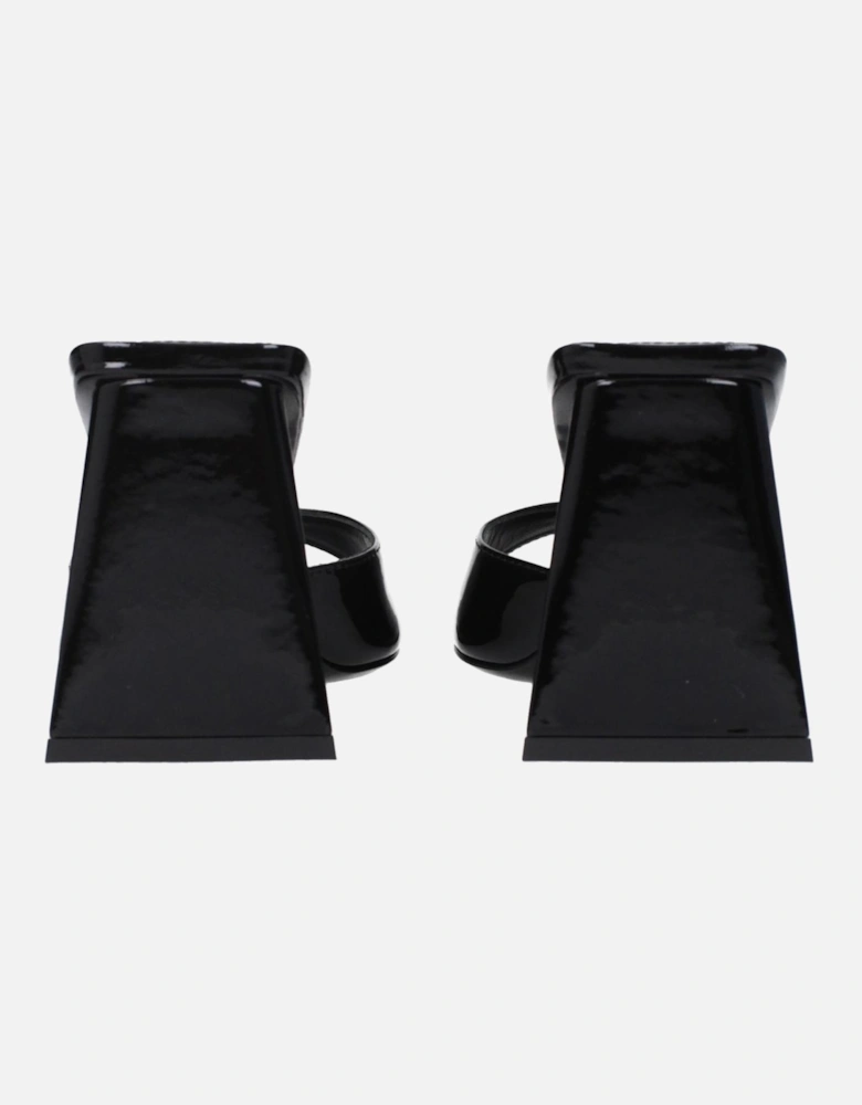 Patent Leather Open Toe Mid Heel Sandals Women - Black