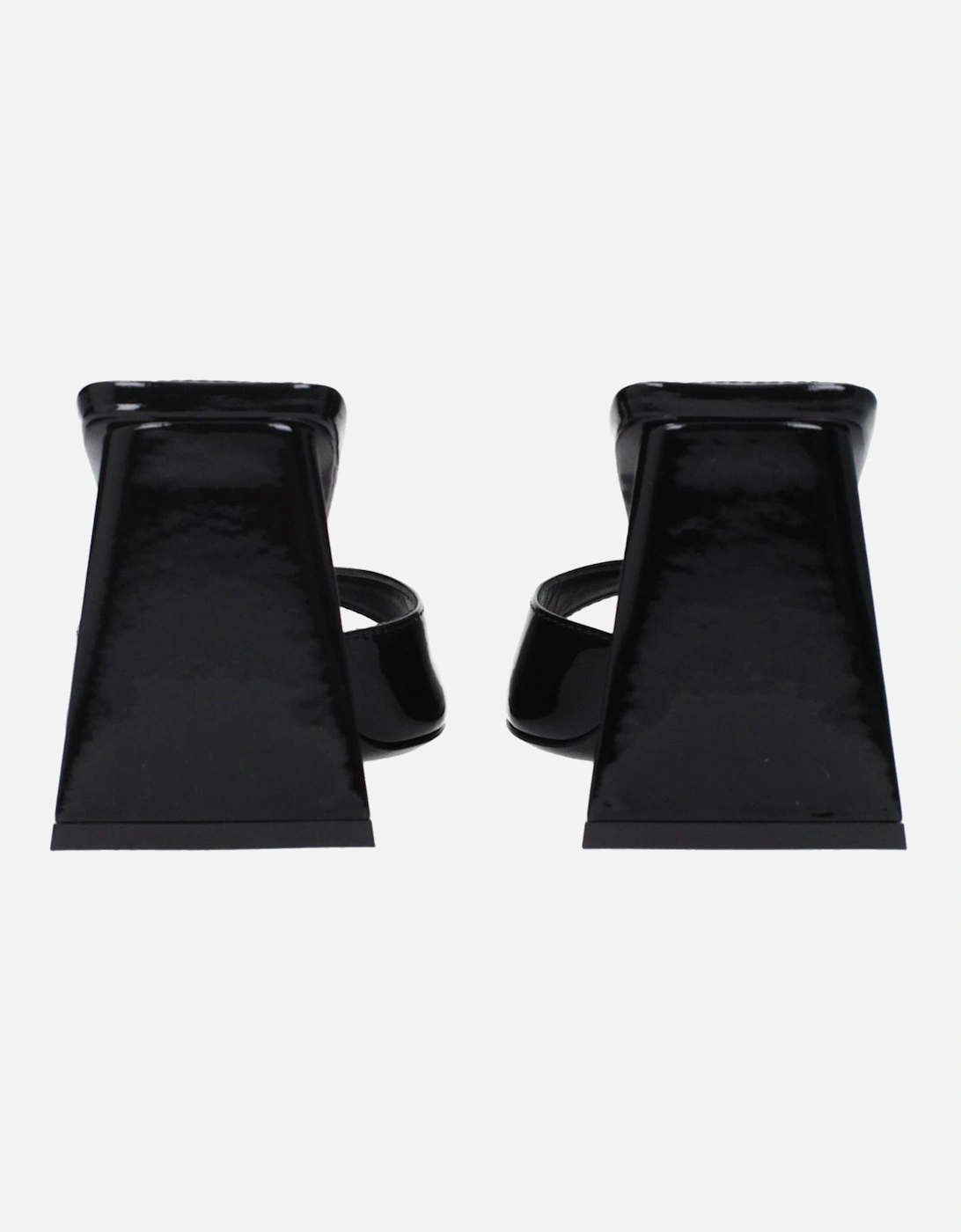 Patent Leather Open Toe Mid Heel Sandals Women - Black