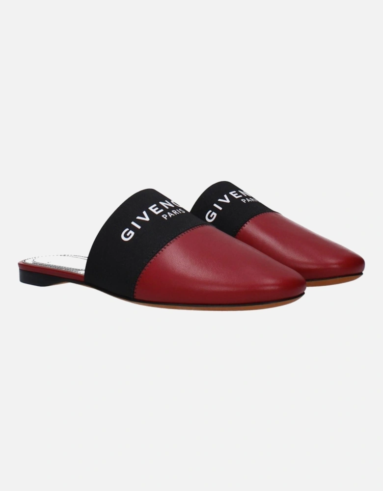 Leather Logo-Embellished Casual Slippers Women - Red Sandals