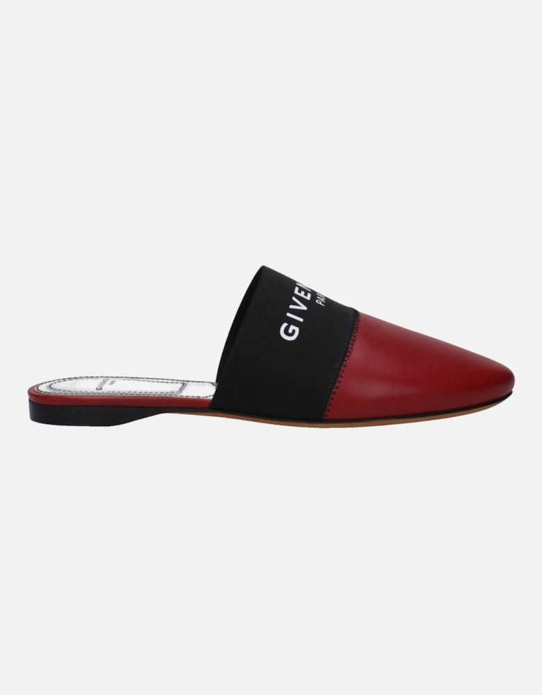 Leather Logo-Embellished Casual Slippers Women - Red Sandals