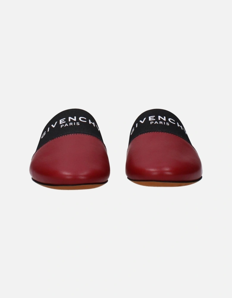 Leather Logo-Embellished Casual Slippers Women - Red Sandals