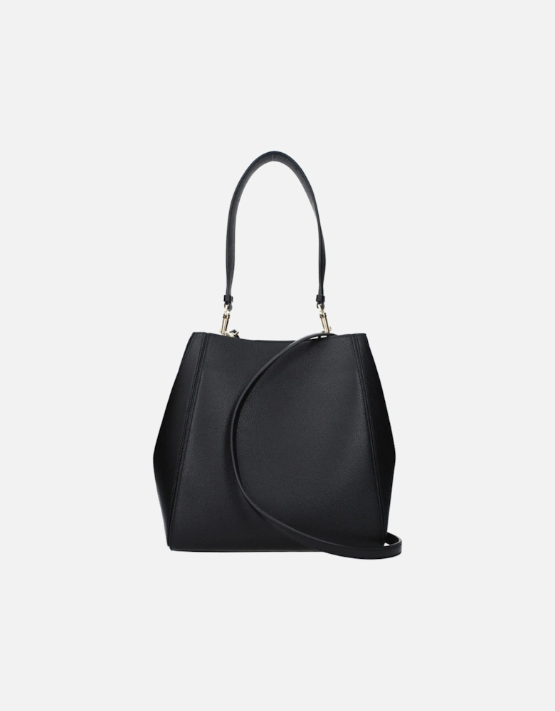 Leather Small Shoulder Bag with Adjustable Strap Women - Black