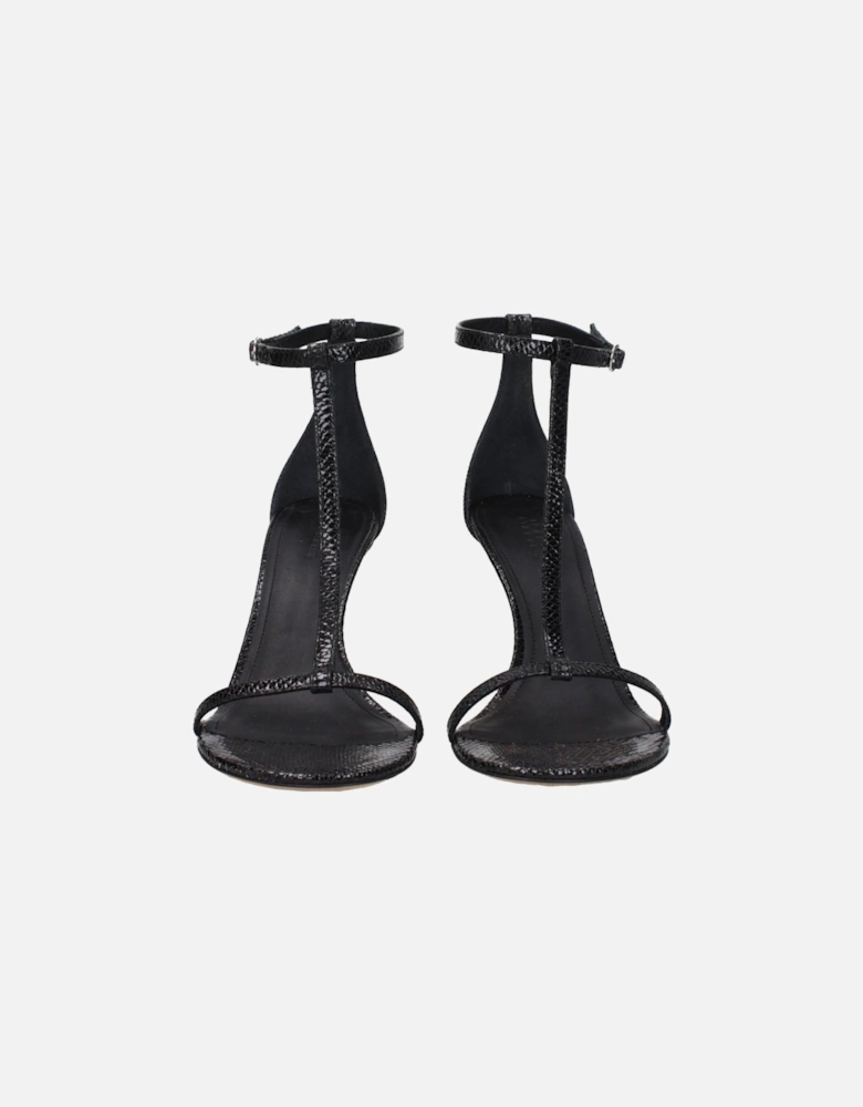High Heel Open Toe Leather Sandals Women - Black