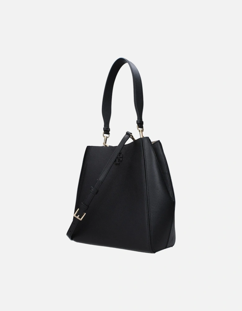 Leather Small Shoulder Bag with Adjustable Strap Women - Black