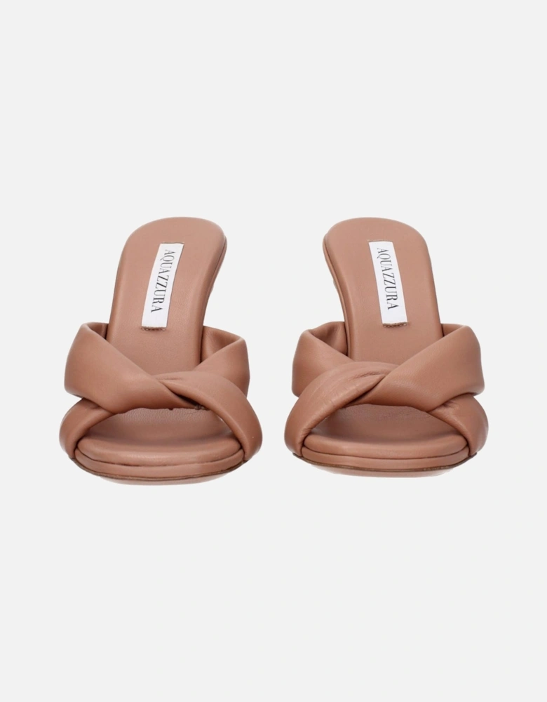 High Heel Open Toe Leather Sandals Women - Beige