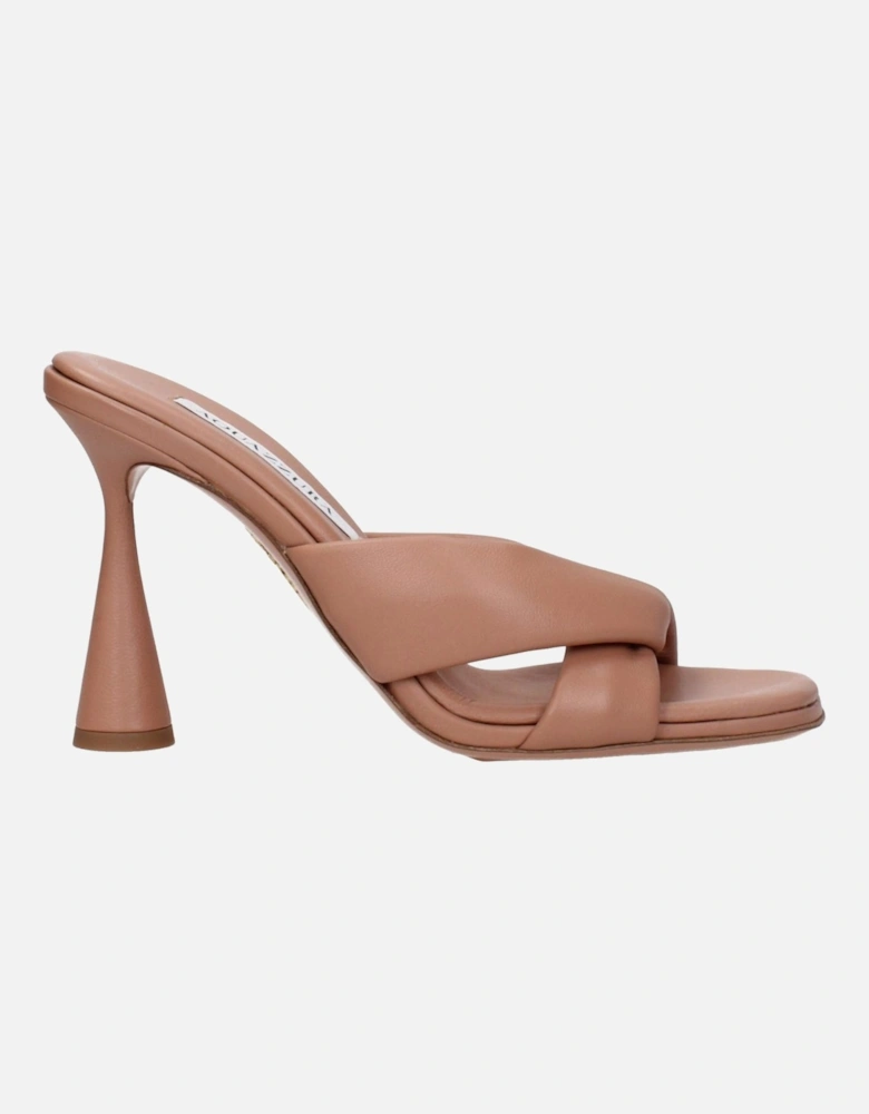 High Heel Open Toe Leather Sandals Women - Beige