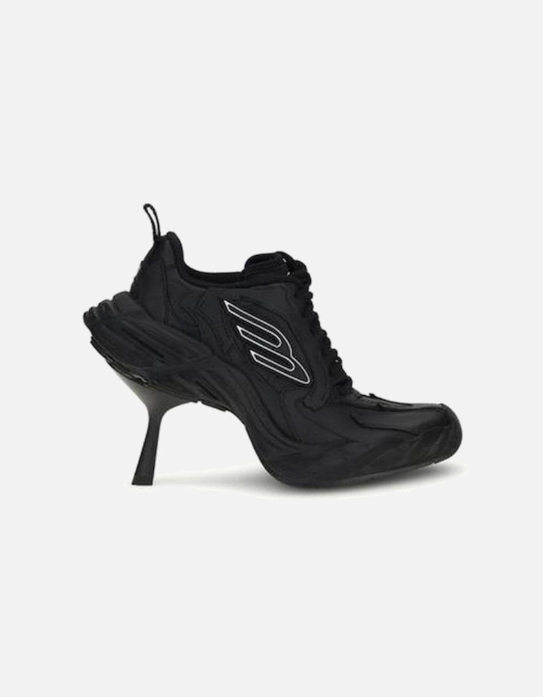 Monday Heel Curved Leather Sneakers Women - Black