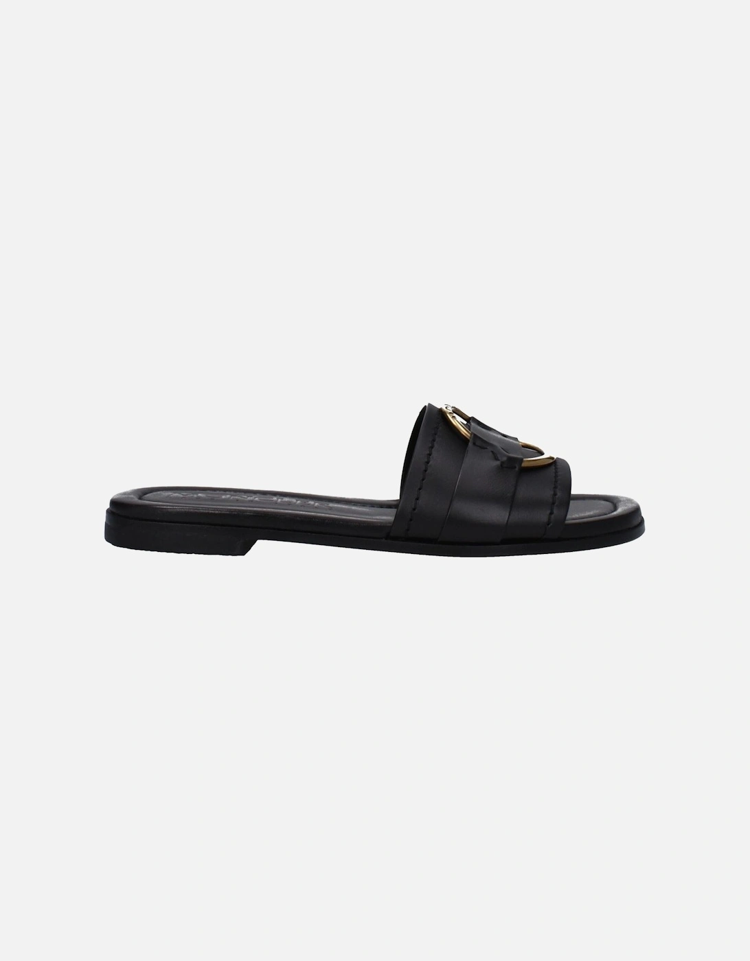 Front Logo Leather Slippers and Clogs Women - Black Sandals, 6 of 5