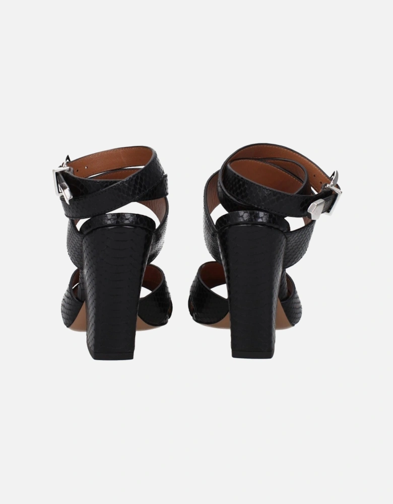Leather High Heel Open Toe Sandals Women - Black