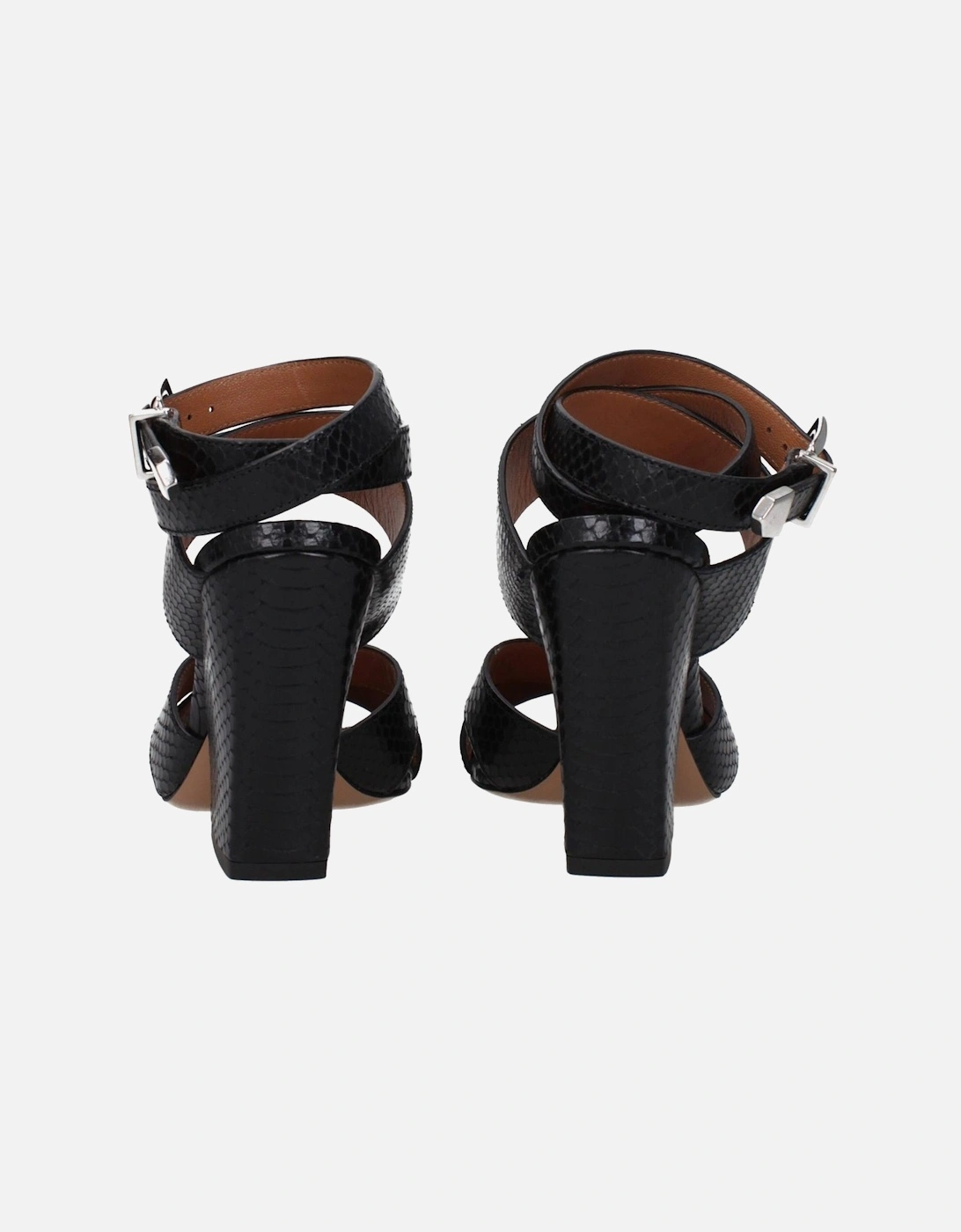 Leather High Heel Open Toe Sandals Women - Black