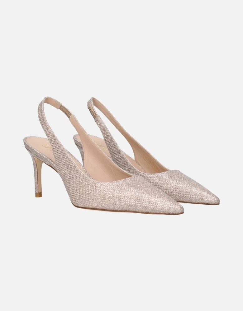 Metallic Effect Mid Heel Pointy Toe Sandals Women - Pink