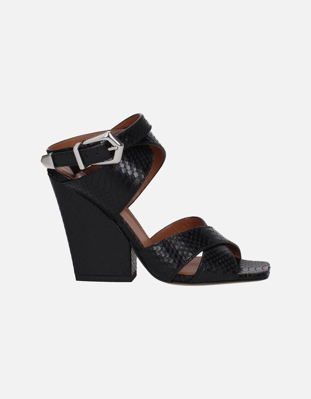 Leather High Heel Open Toe Sandals Women - Black, 6 of 5