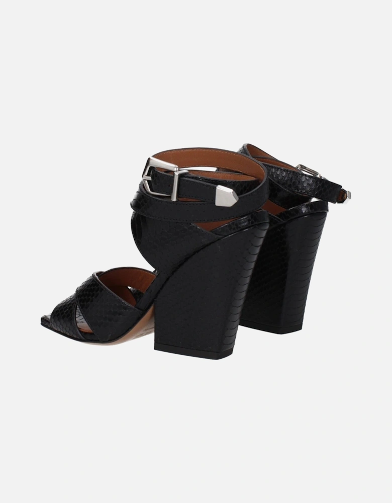 Leather High Heel Open Toe Sandals Women - Black