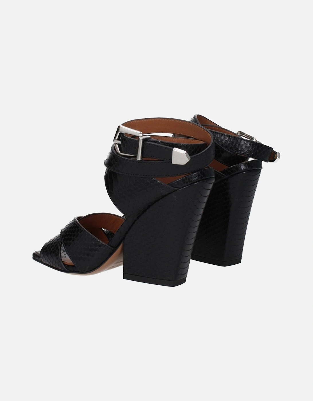 Leather High Heel Open Toe Sandals Women - Black