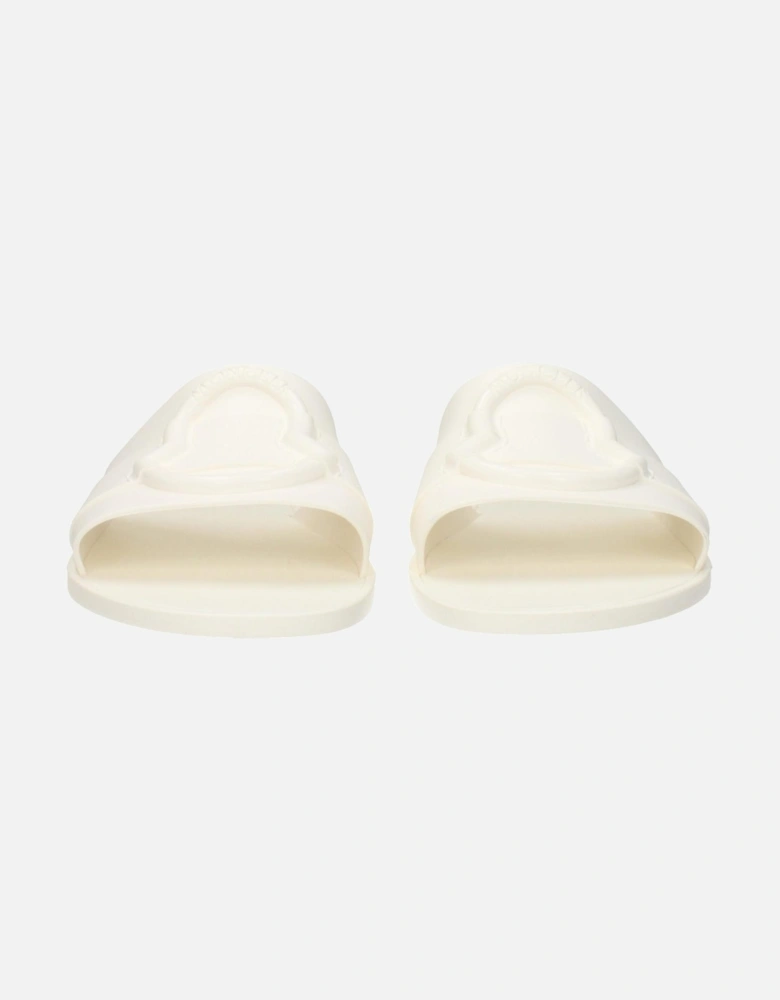 Open Toe Rubber Slippers with Front Logo Women - White Sandals