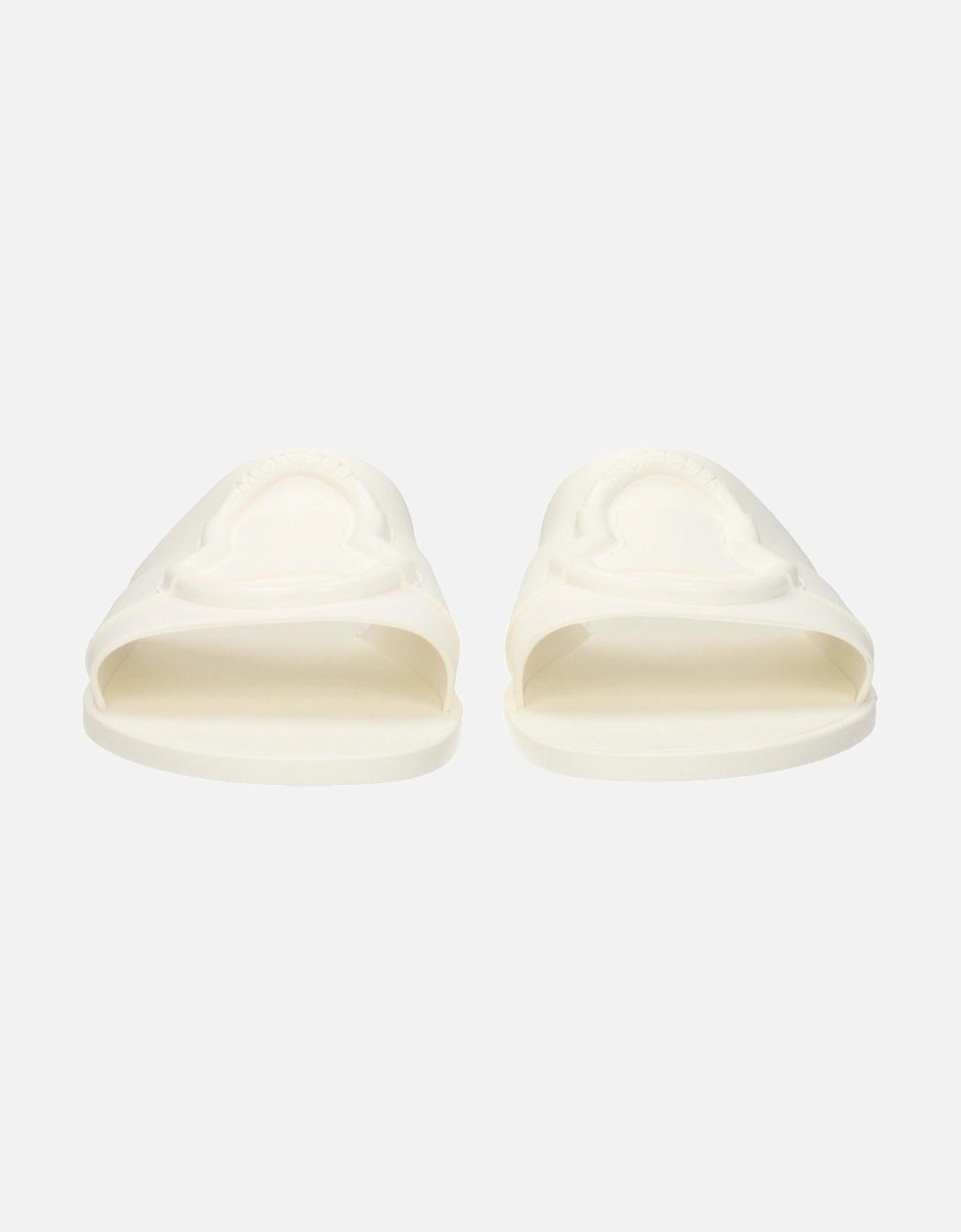Open Toe Rubber Slippers with Front Logo Women - White Sandals