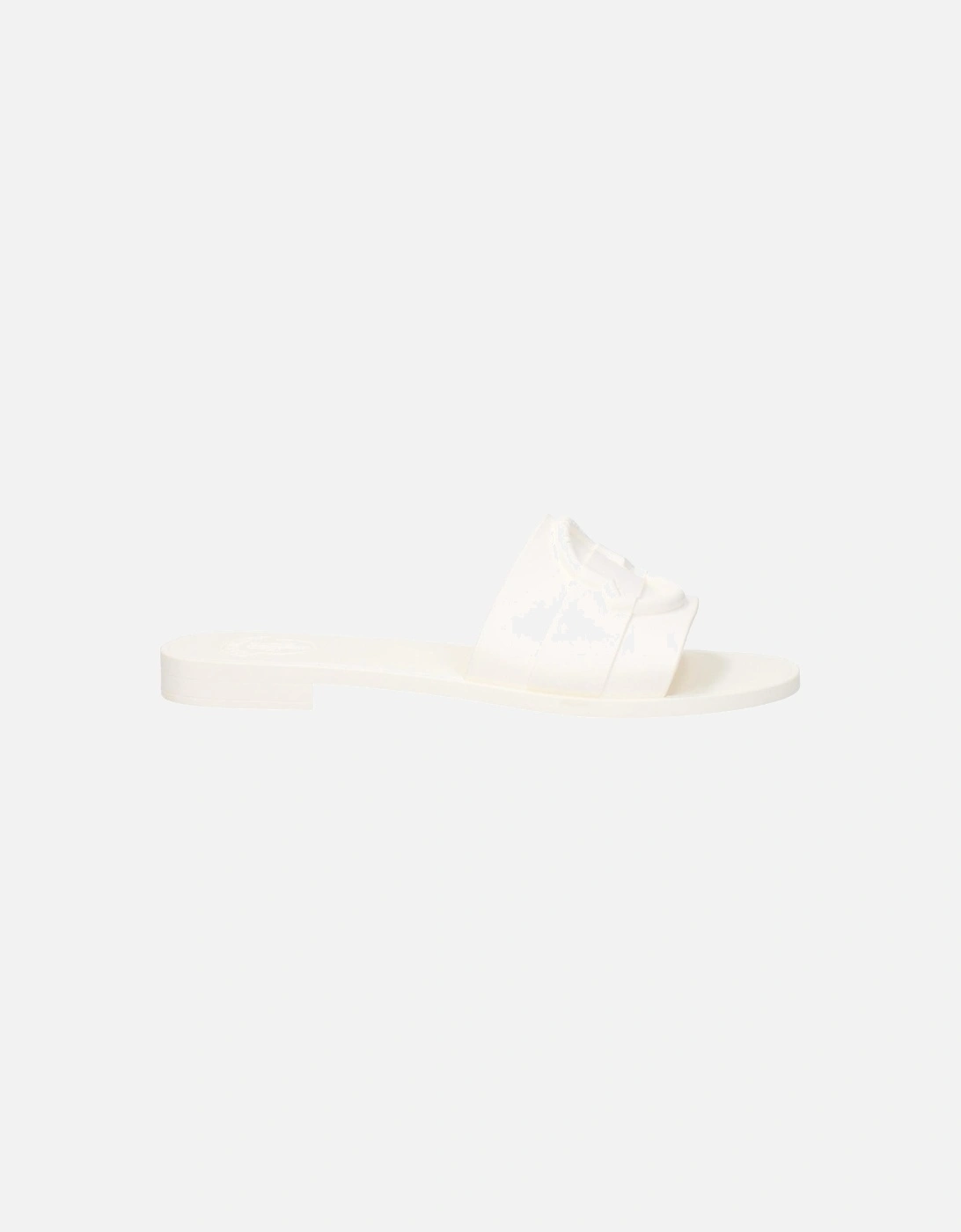 Open Toe Rubber Slippers with Front Logo Women - White Sandals, 6 of 5