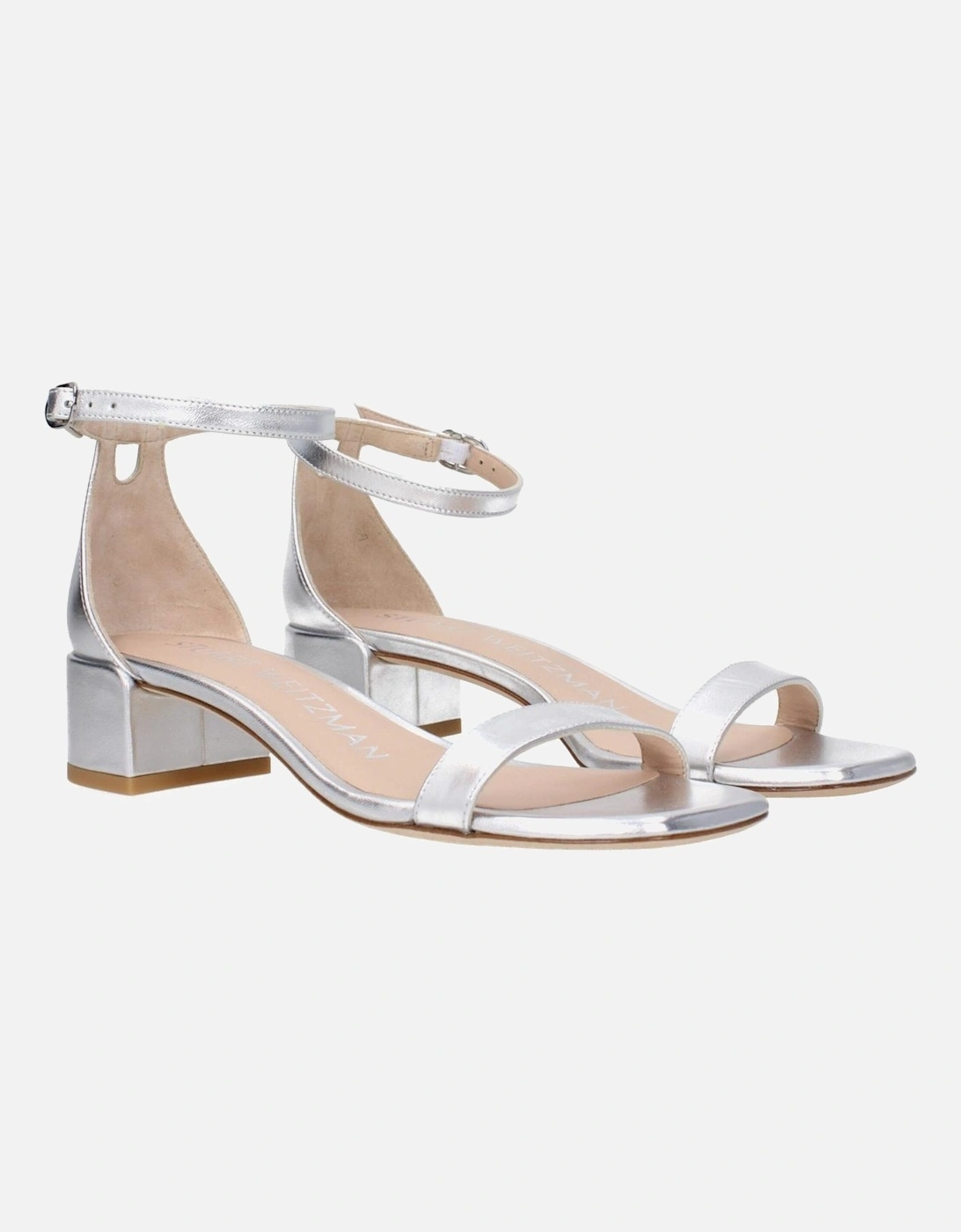 Leather Open Toe Mid Heel Sandals Women - Gray