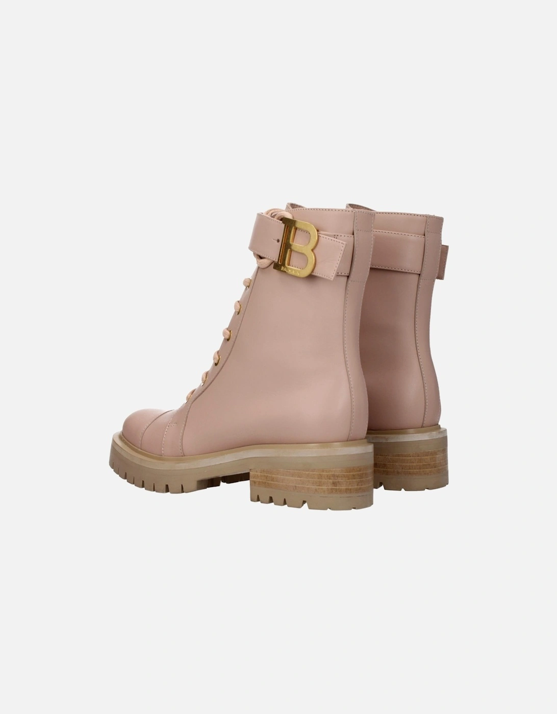 Leather Ankle Boots with Side Logo Women - Beige