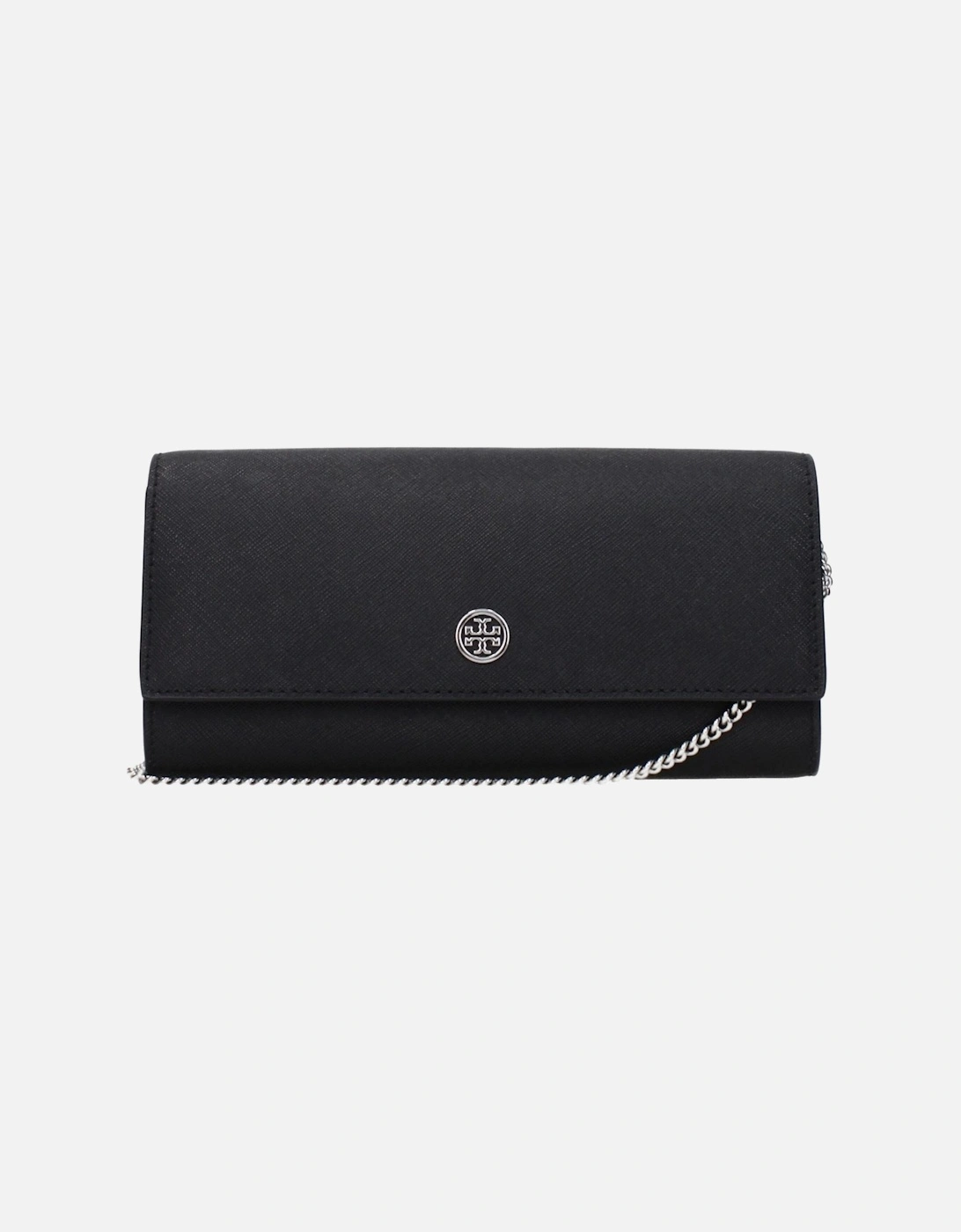 Leather Clutch with Front Logo and Removable Shoulder Strap Women -, 4 of 3